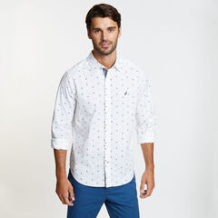 Long Sleeve Classic Fit Icon Shirt,Bright White,large