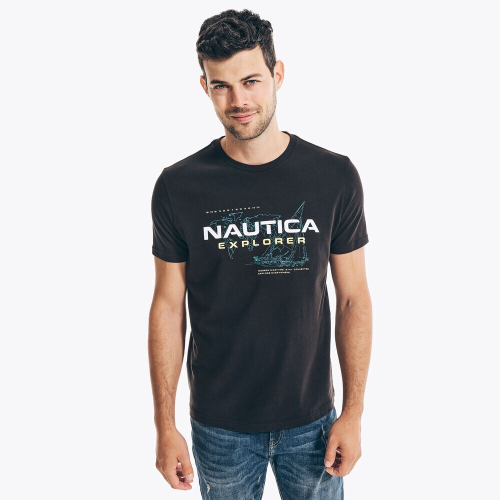 NAUTICA EXPLORER GRAPHIC T-SHIRT,True Black,large
