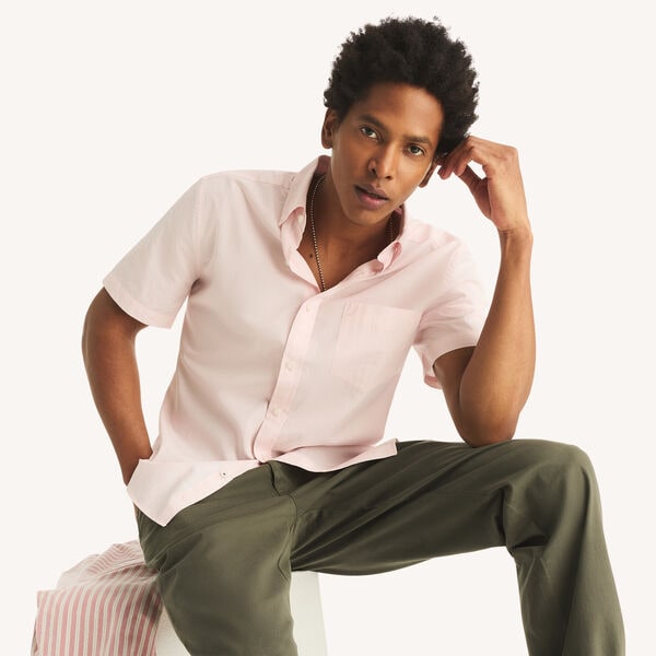 Classic Fit Wrinkle-Resistant Striped Short-Sleeve Shirt