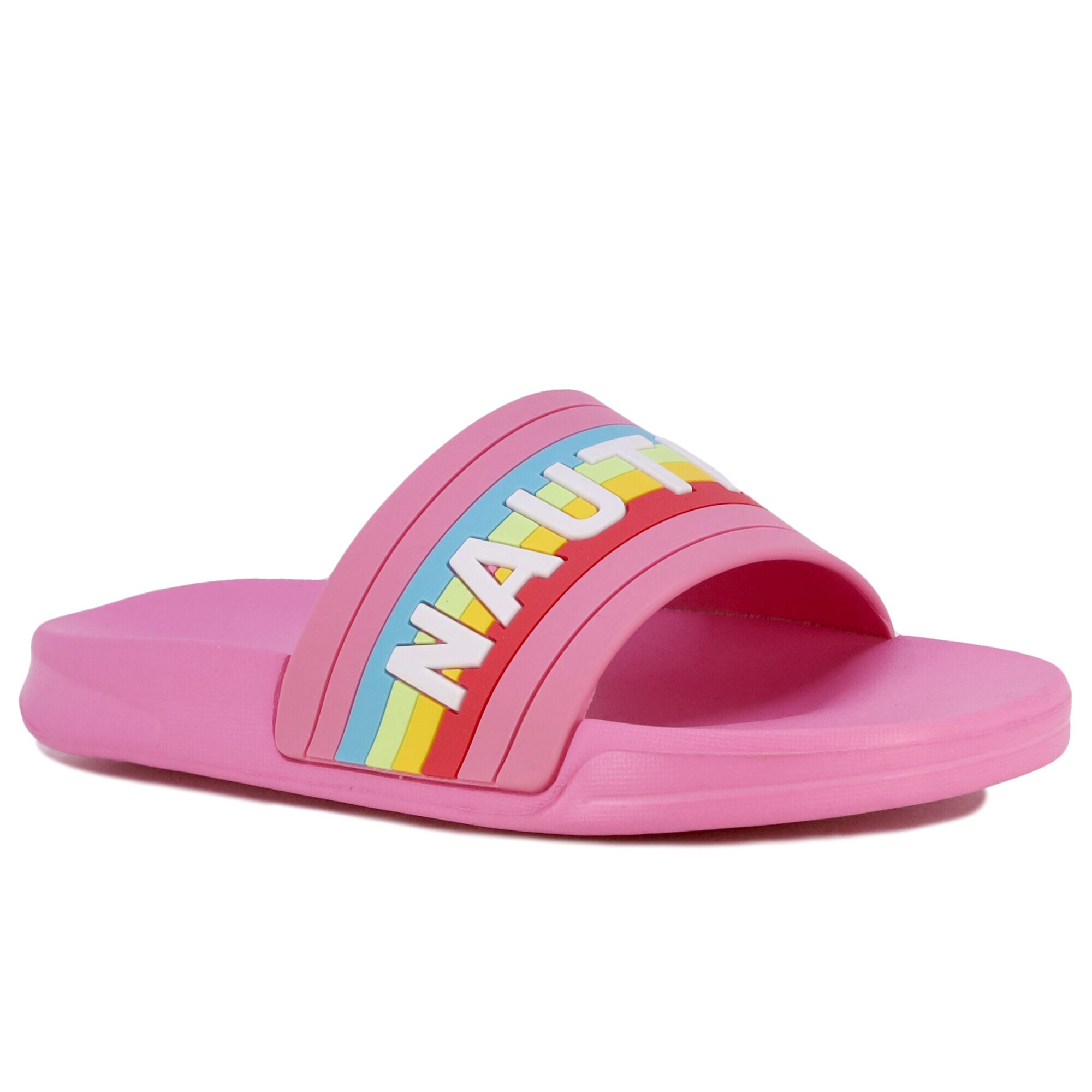 GIRLS' RAINBOW SLIDE SANDAL,Firey Red,large