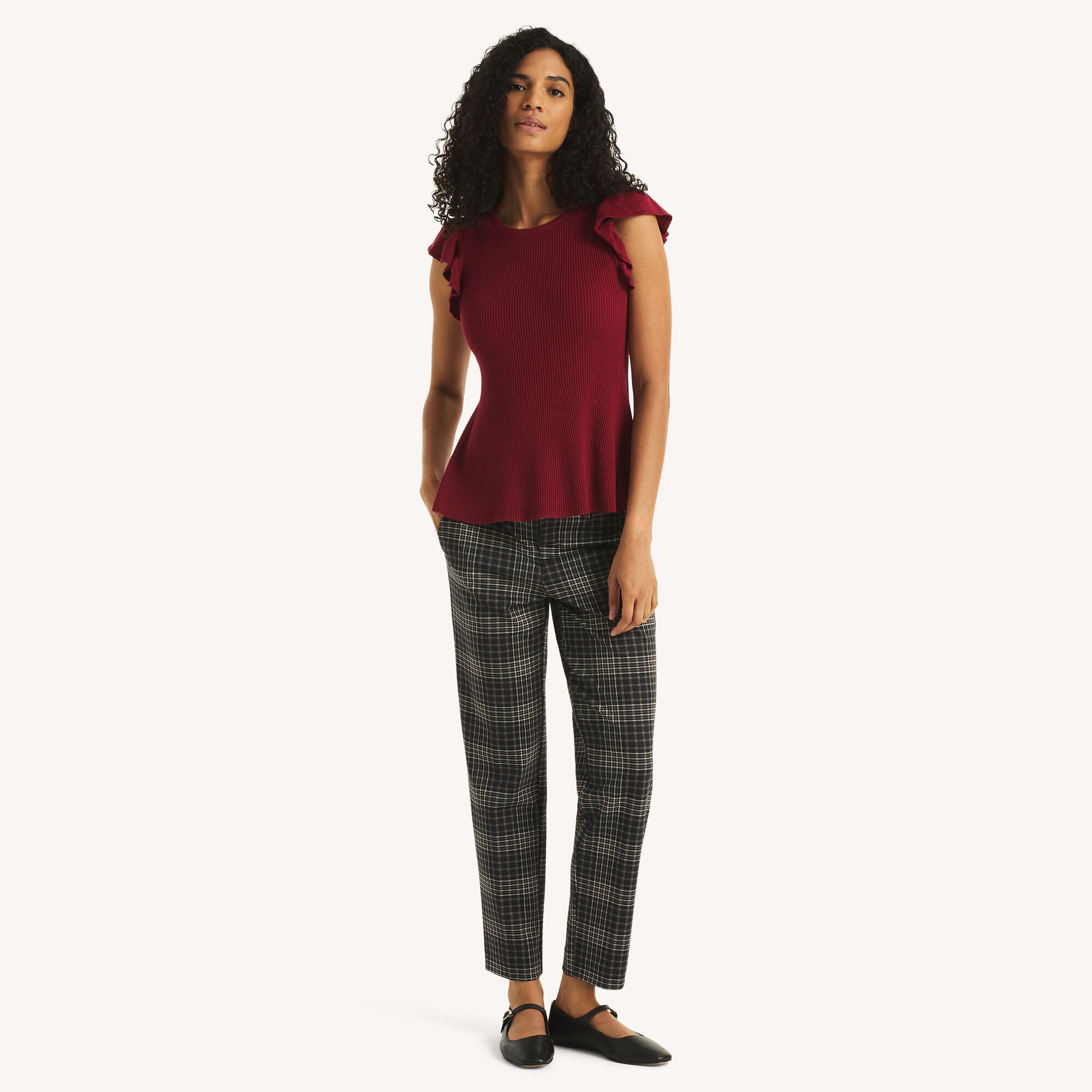 Plaid Montauk Ponte Trouser,Sable Heather,large