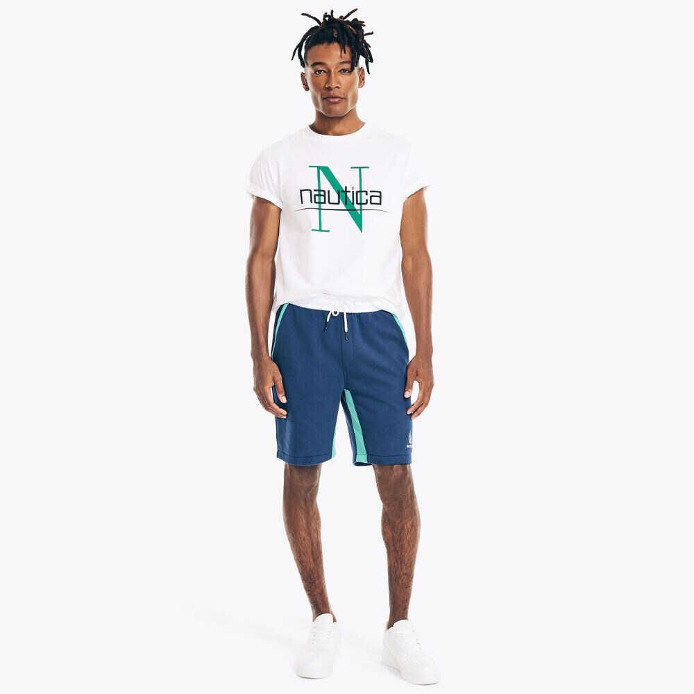 REISSUE SUSTAINABLY CRAFTED 9" COLORBLOCK LOGO SHORT,Blue Depths,large