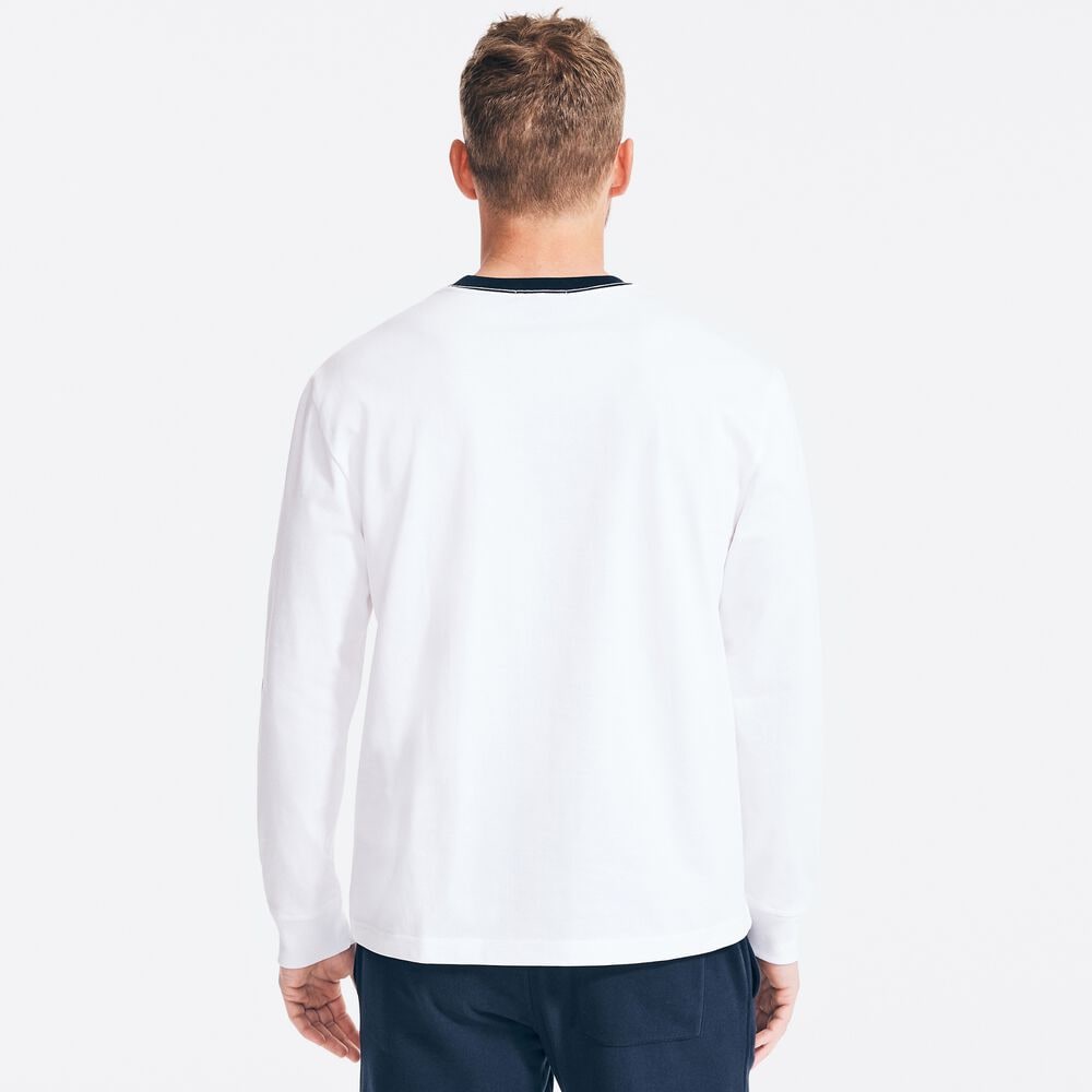 REISSUE CHEST-STRIPE LONG SLEEVE T-SHIRT,Bright White,large