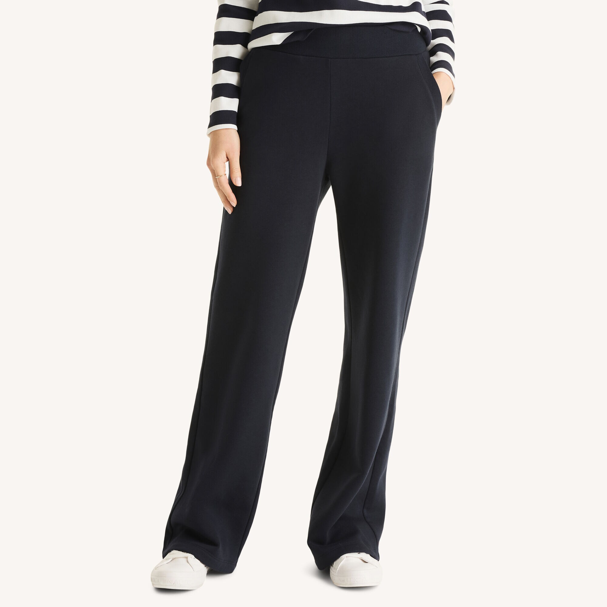 Wide Leg Fleece Sweatpant,Navy,large