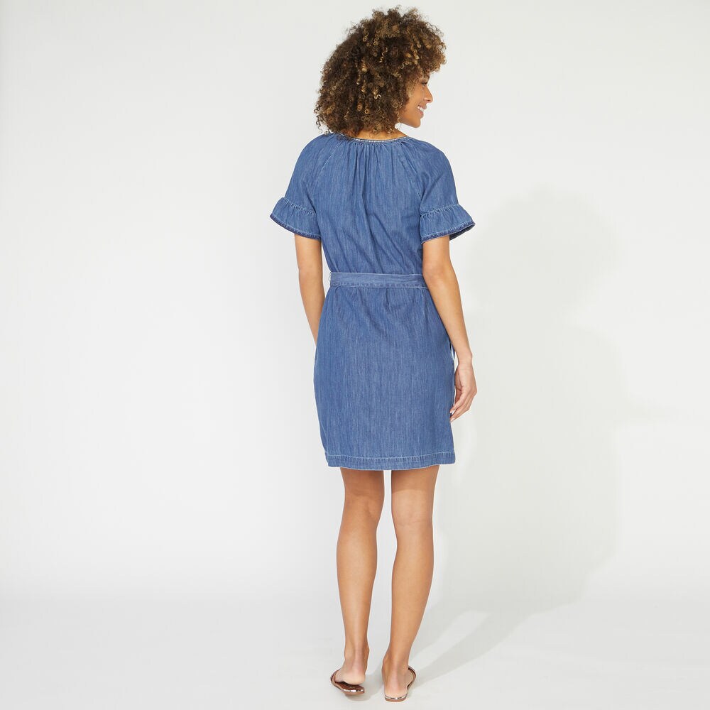 NAUTICA JEANS CO. EMBROIDERED DENIM DRESS,Star Turquoise,large