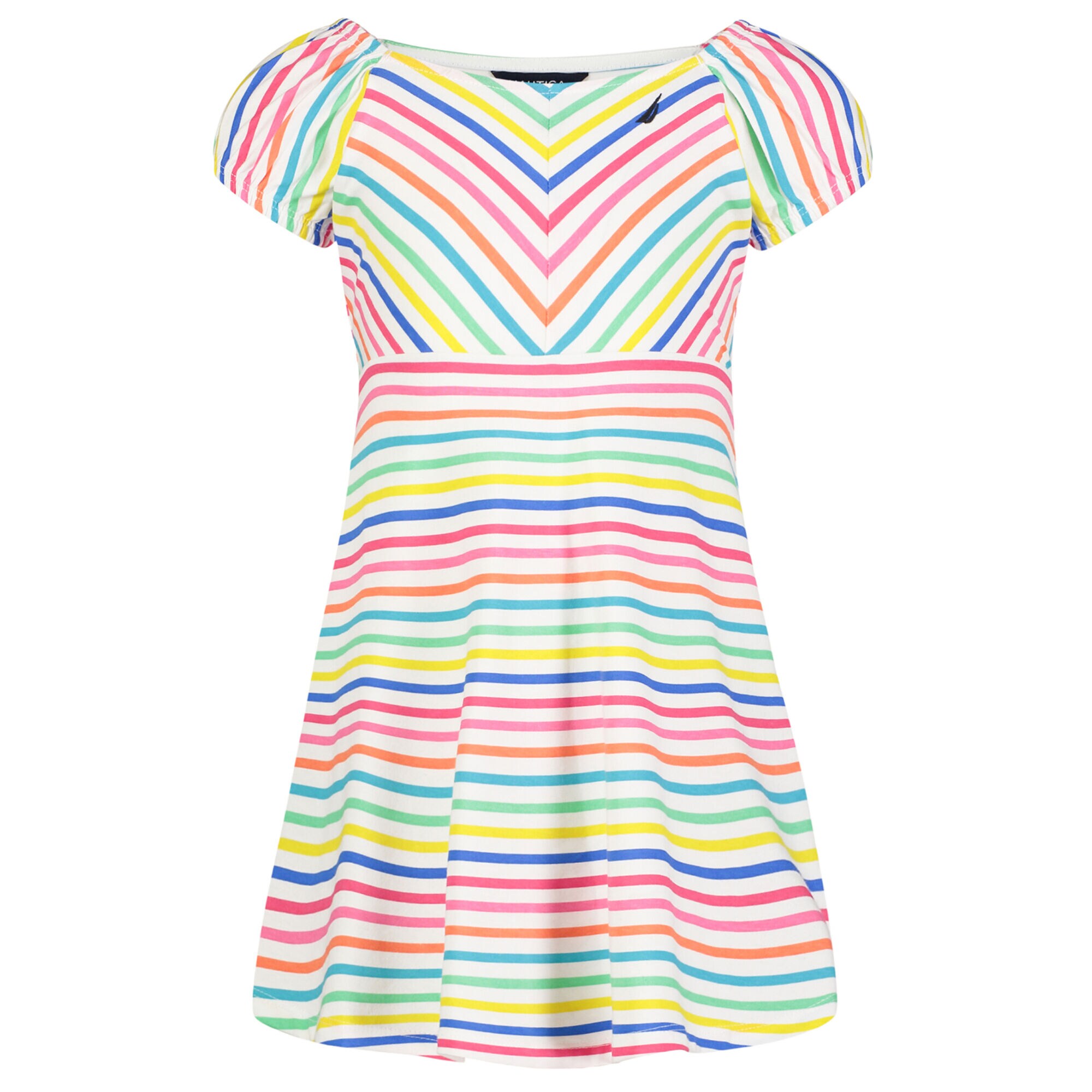 Girls' Empire Striped Dress (7-16),Antique White Wash,large