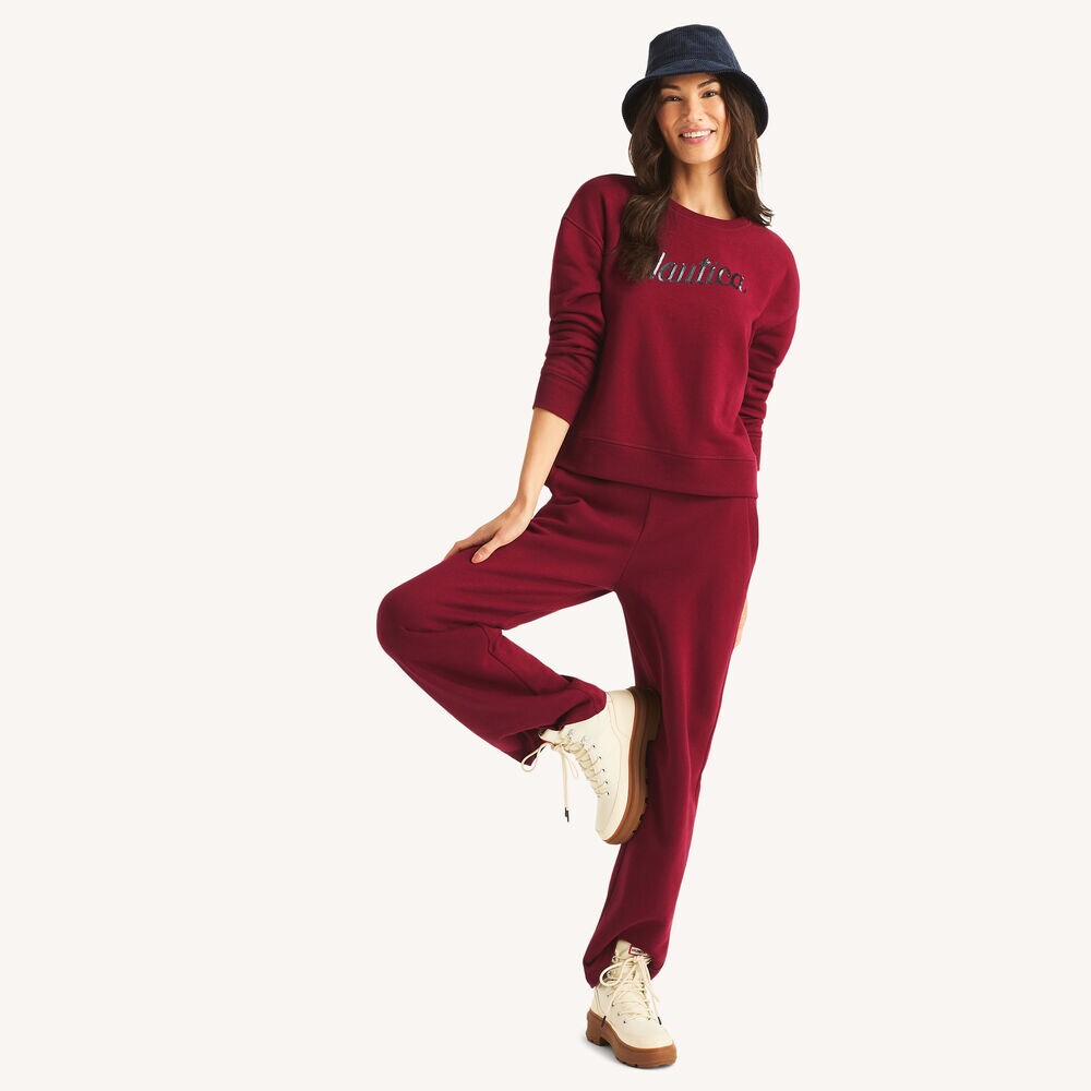 Fleece Logo Crewneck Sweatshirt,Rogue Red,large