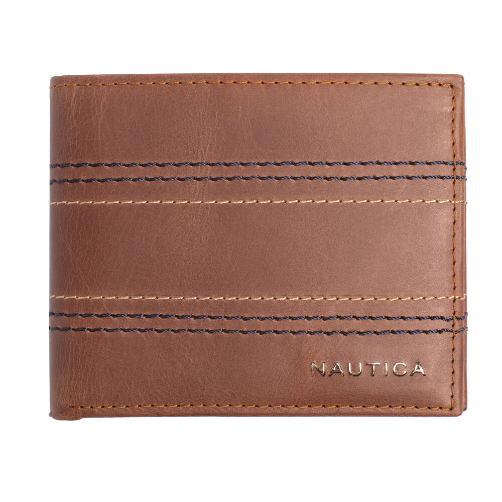 EMBROIDERED LEATHER SLIMFOLD WALLET,Military Tan,large