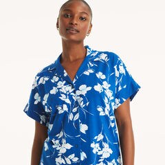 Printed Pajama Short Set,Marine Blue,large