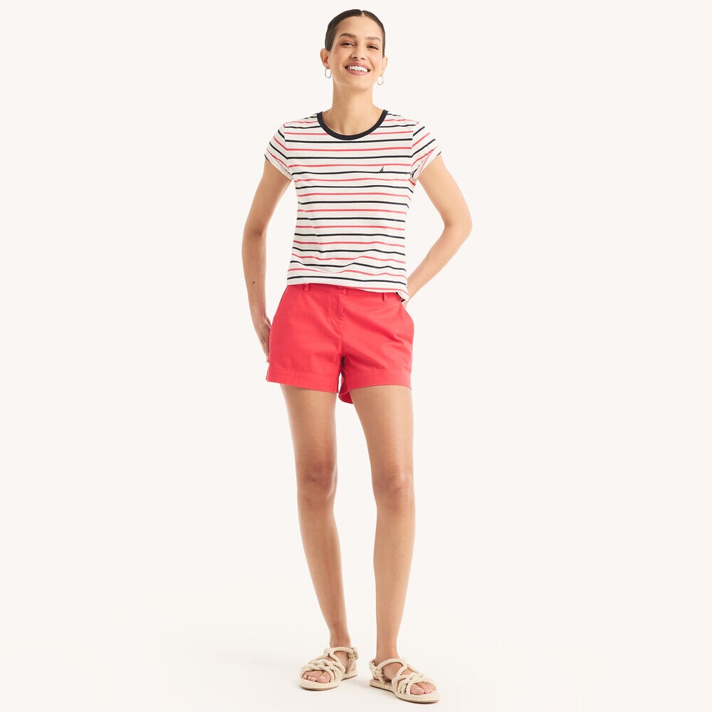 Striped Crewneck T-Shirt,Bright White,large