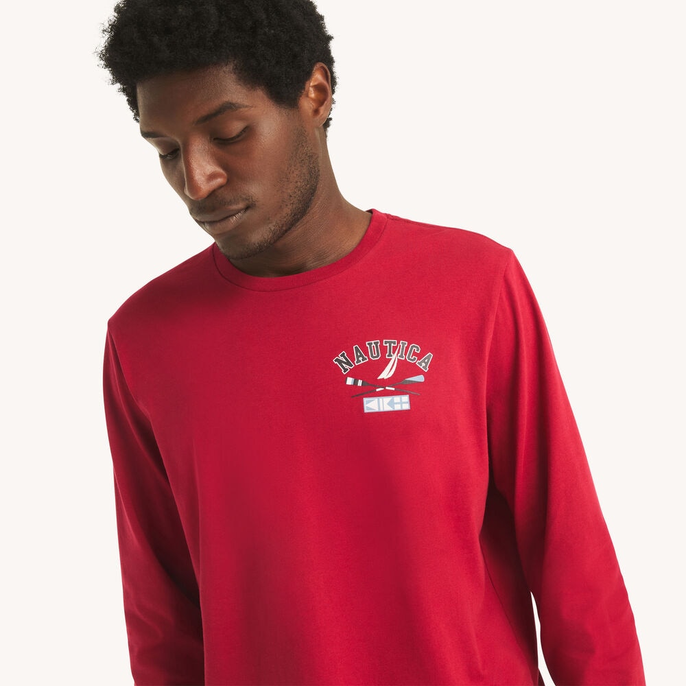 Shipyard 83 Graphic Long-Sleeve T-Shirt,Rio Red,large