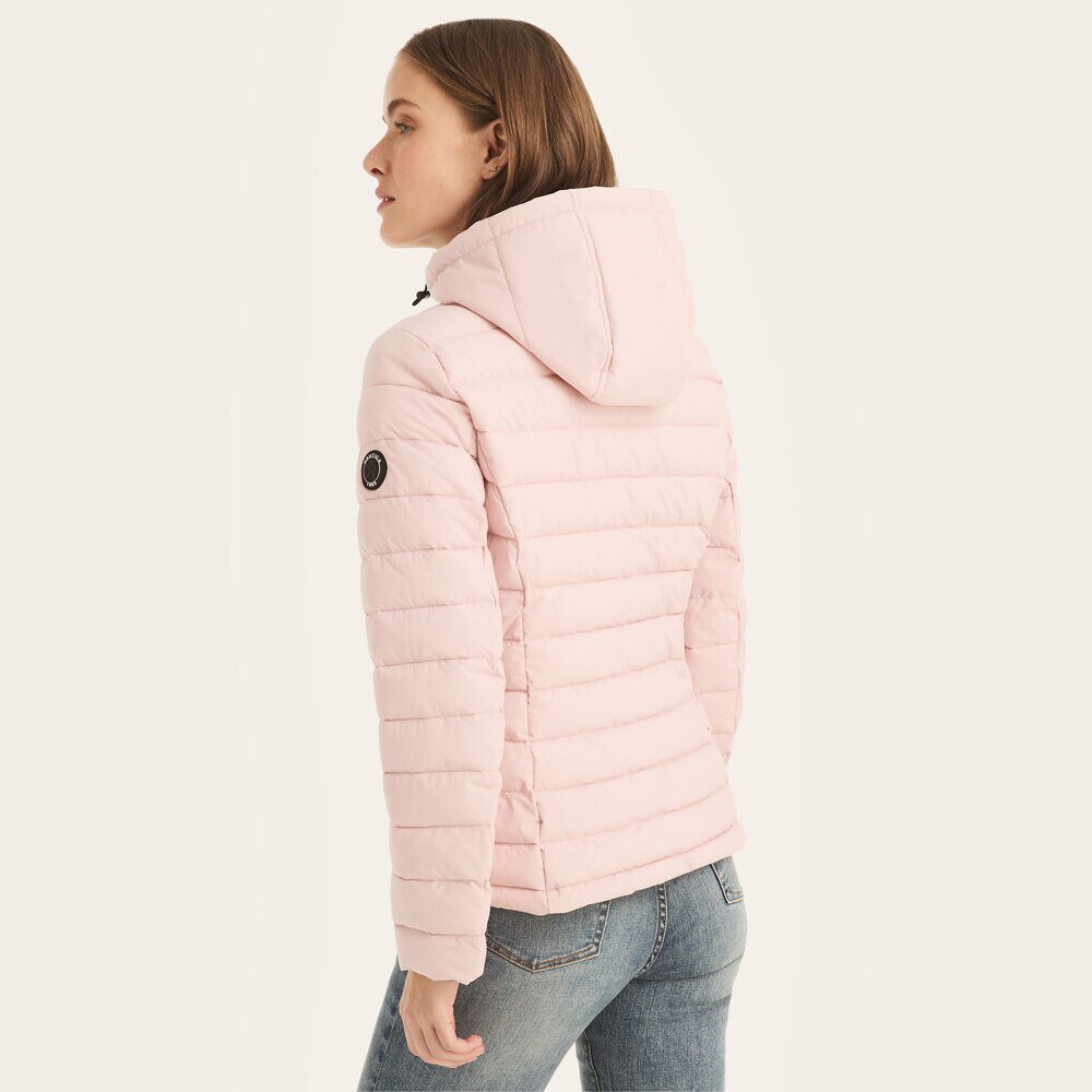 Short Puffer Jacket With Hood,Light Pink,large