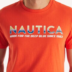 Deep Blue Graphic T-Shirt,Tropic Orange,large