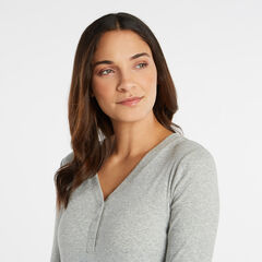 SOLID RIBBED HENLEY,Fog,large
