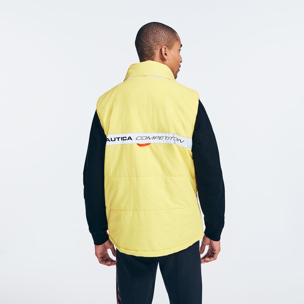 COMPETITION COLORBLOCK PUFFER VEST,Old Gold,large