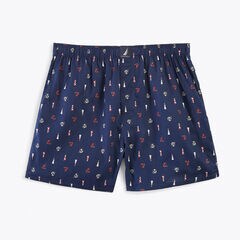 Lighthouse Print Woven Boxer,Navy Marl,large
