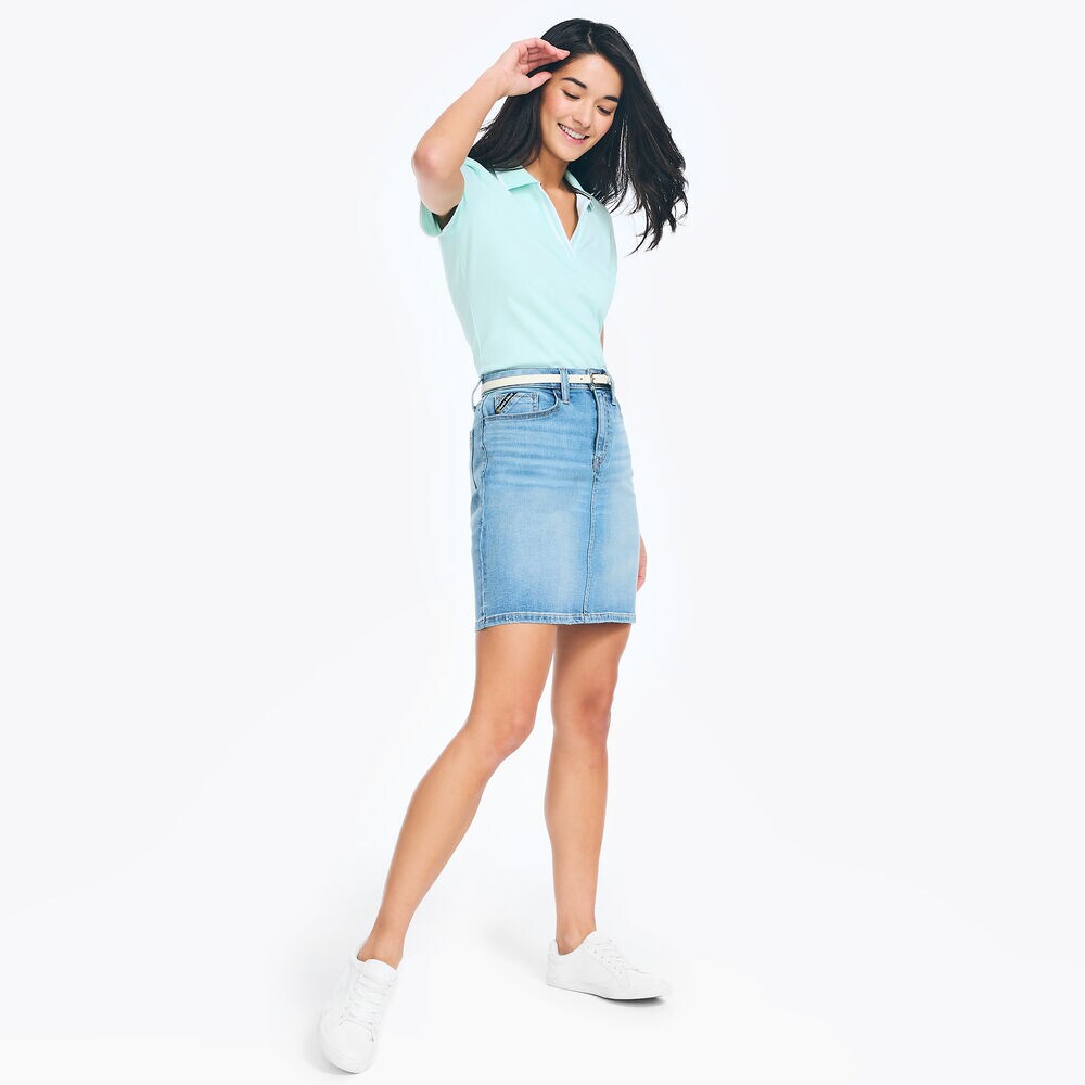 NAUTICA JEANS CO. TRUE FLEX SOFT DENIM SKIRT,Navy,large