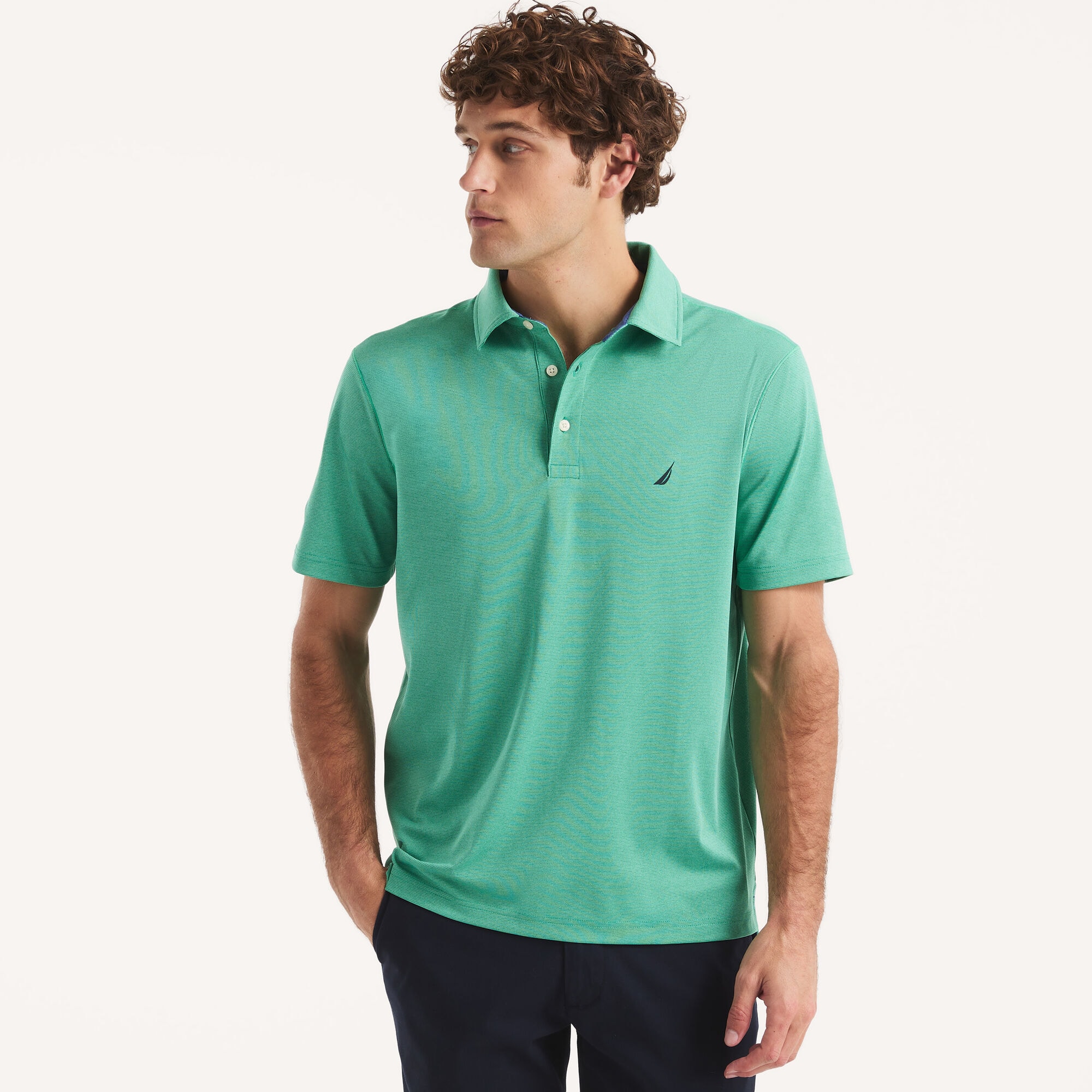 Classic Fit Interlock Polo,Dark Dill,large