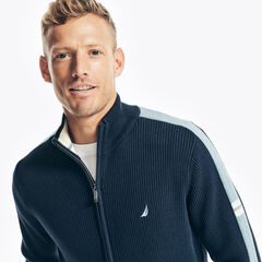 MOCK-NECK FULL-ZIP SWEATER,Navy,large