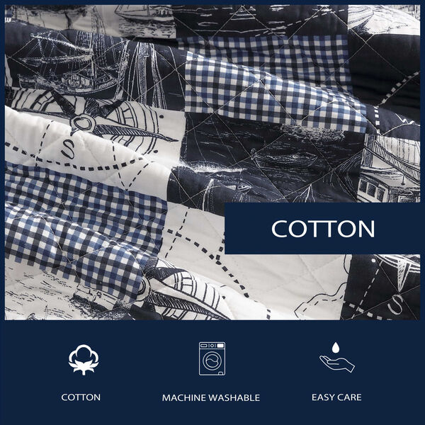 Sailor's Patchwork Blue Twin Quilt Set