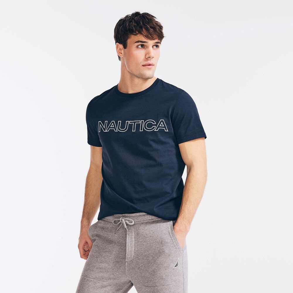 LOGO GRAPHIC T-SHIRT,Navy,large