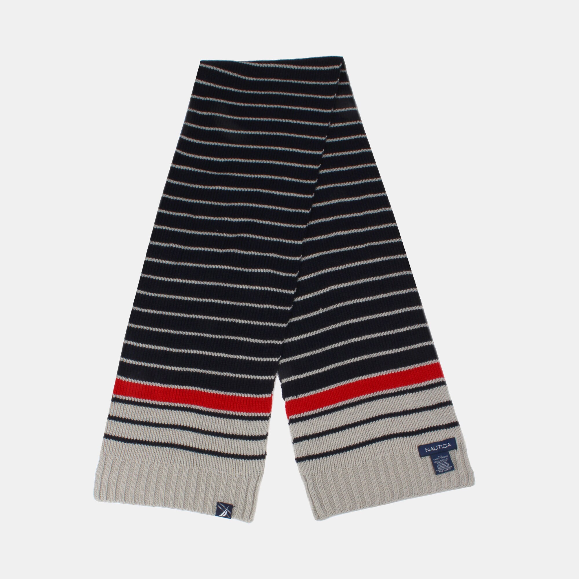 KIDS' STRIPED KNIT SCARF,Navy,large