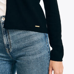 Sustainably Crafted Chiffon Trim Cardigan,True Black,large