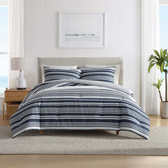 Coastline Stripe Blue Twin Comforter Set,Blue Mirage,large