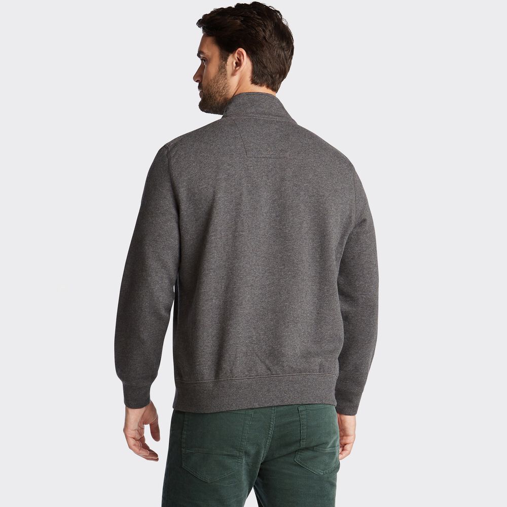 SUEDED FLEECE QUARTER ZIP PULLOVER,Charcoal Heather,large