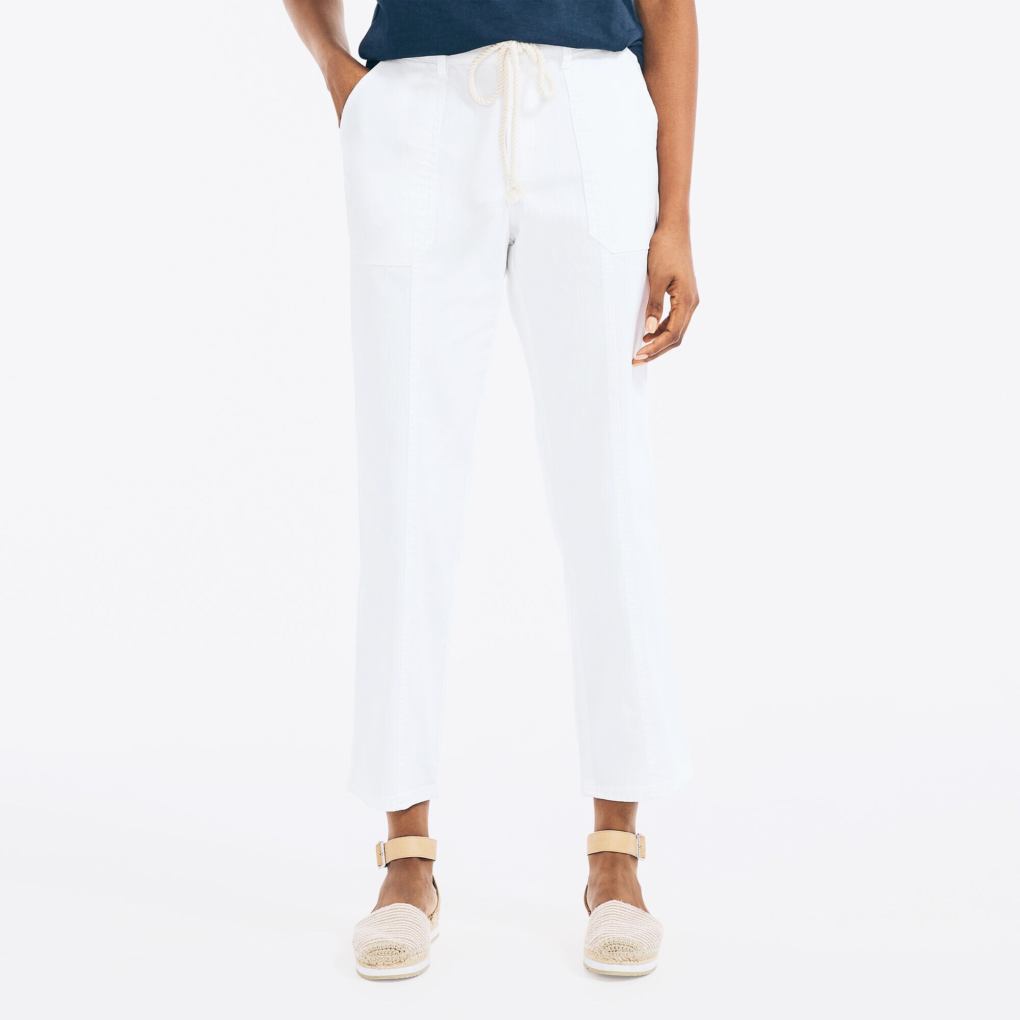 RELAXED FIT DRAWCORD PANT,Bright White,large