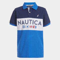 BOYS' MAVERICK COLORBLOCK LOGO HERITAGE POLO (8-20),J Navy,large