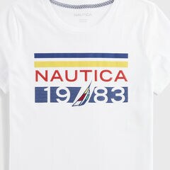 MULTICOLOR STRIPE 1983 LOGO T-SHIRT,Bright White,large