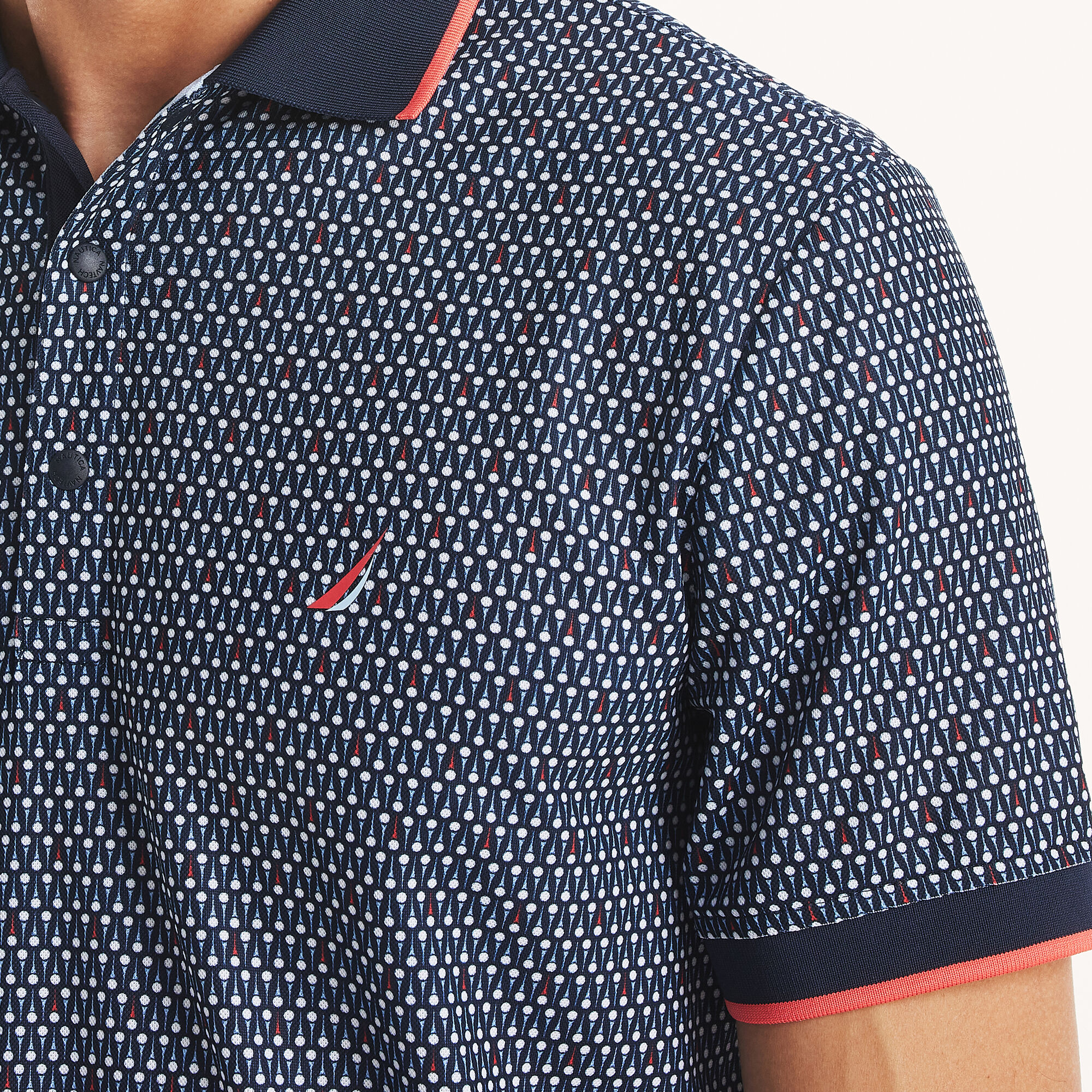 Navtech Classic Fit Golf Print Polo,Stellar Blue Heather,large