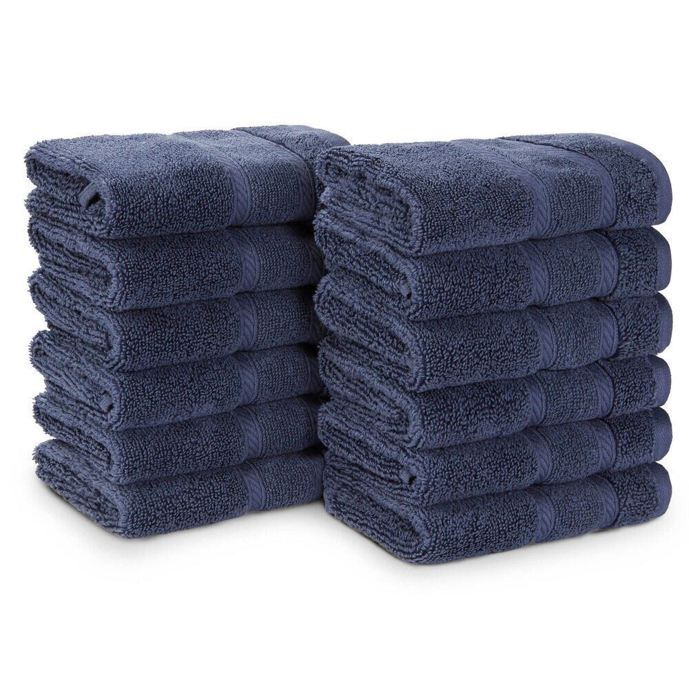 Belle Haven Washcloth Set, 12-Piece,Navy,large