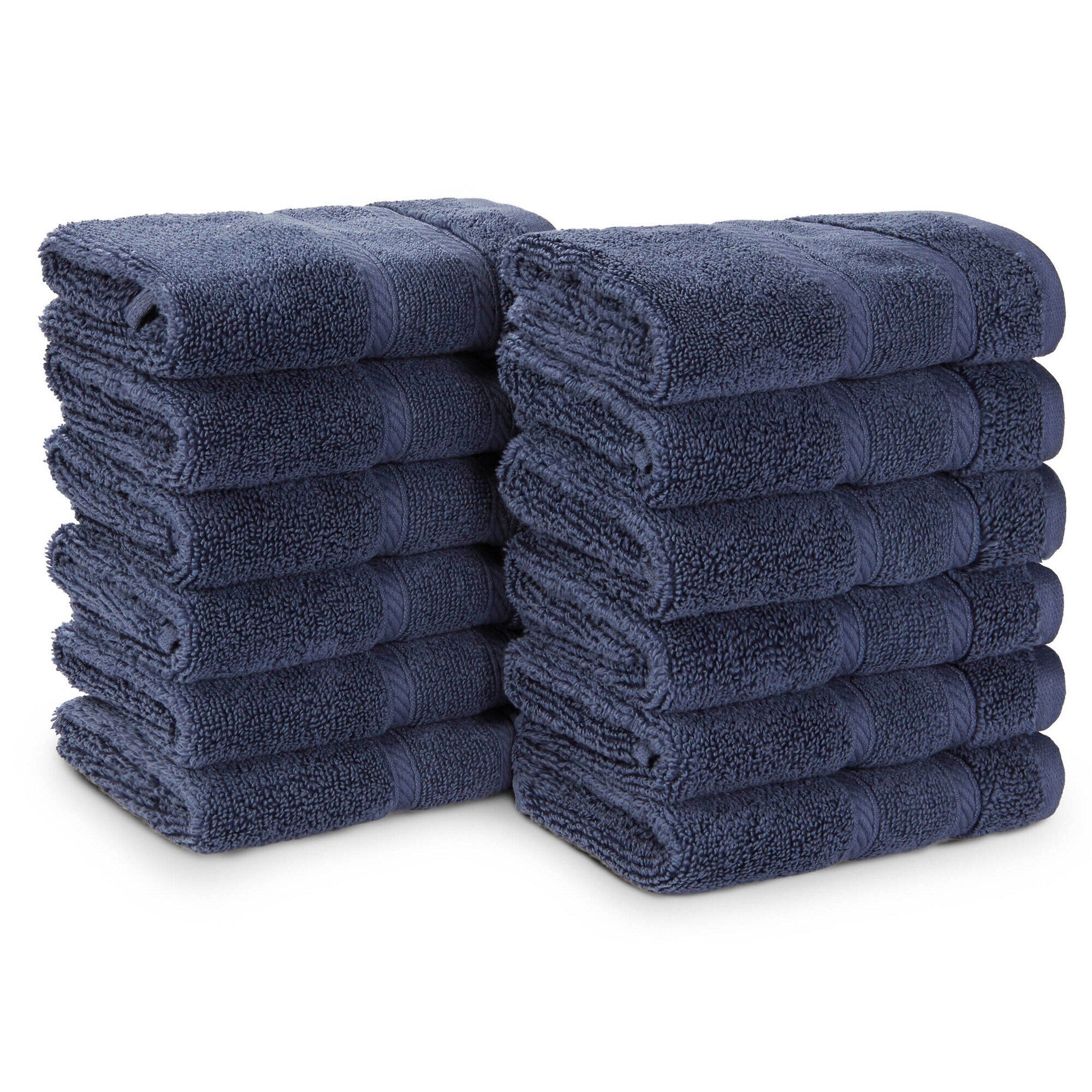 Belle Haven Washcloth Set, 12-Piece,Navy,large