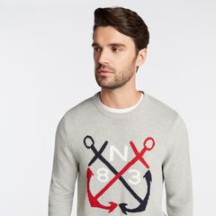 N83 INTARSIA-KNIT GRAPHIC SWEATER,Grey Heather,large
