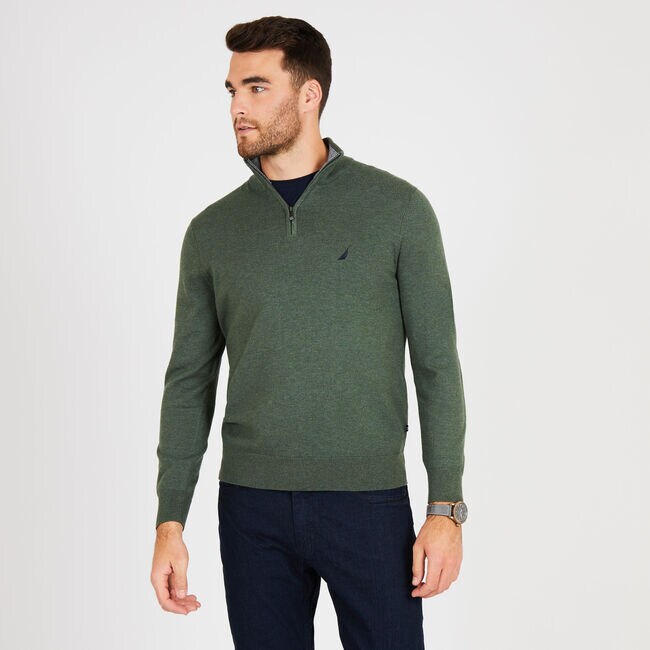 Big Tall Quarter Zip Mock Neck Sweater Nautica