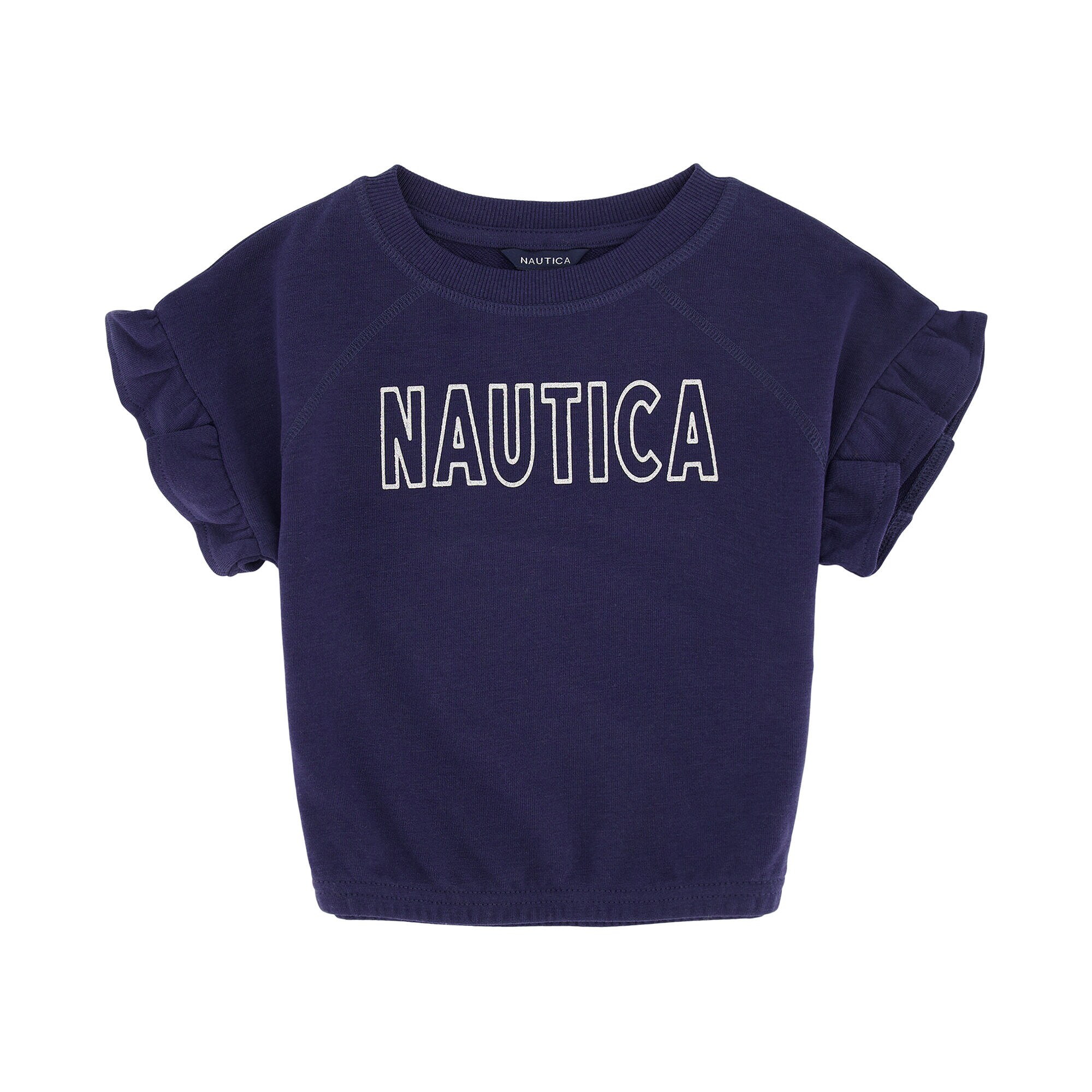 GIRLS' TIE-FRONT SWEATSHIRT (7-16),Navy,large