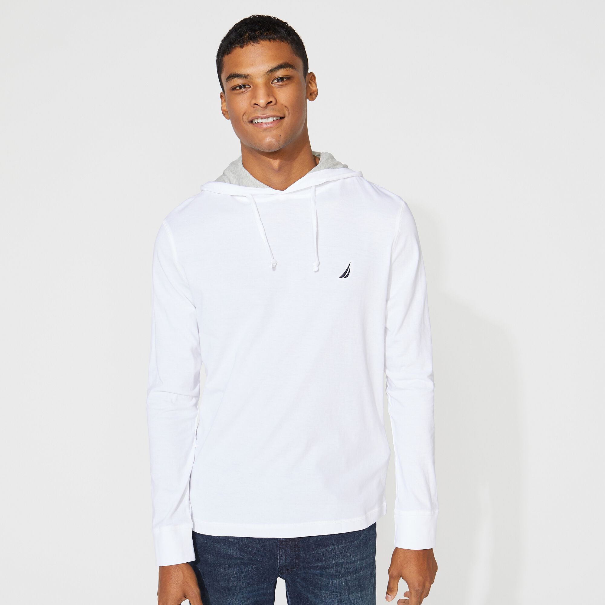 BRAND ICON T-SHIRT HOODIE,Bright White,large