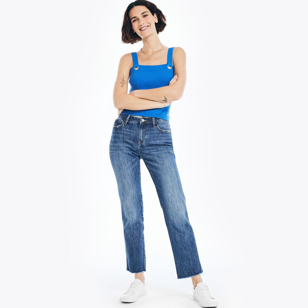 NAUTICA JEANS CO. MID-RISE STRAIGHT DENIM,Ocean Depth Heather,large
