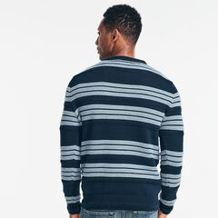 TEXTURED STRIPED SWEATER,Navy,large