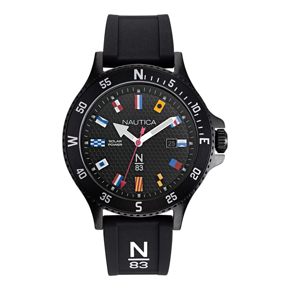 COCOA BEACH FLAG-EMBELLISHED SOLAR WATCH,Multi,large