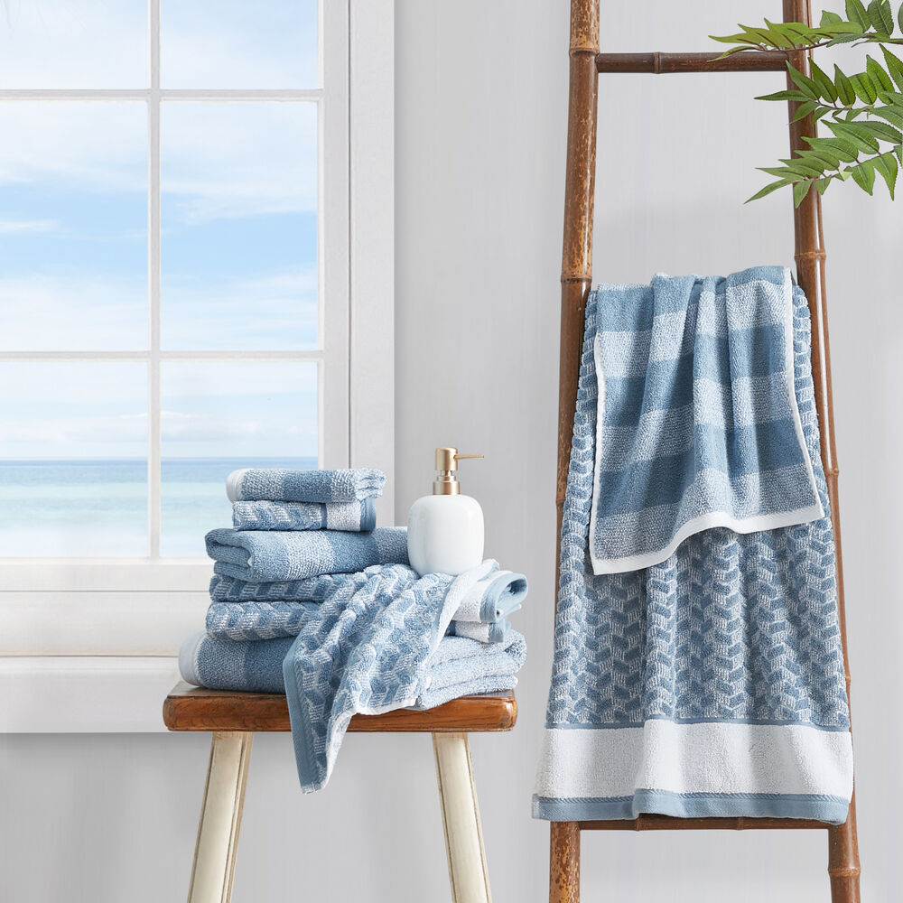 ZANE JACQUARD CHEVRON TOWEL SET,Classic Blue,large