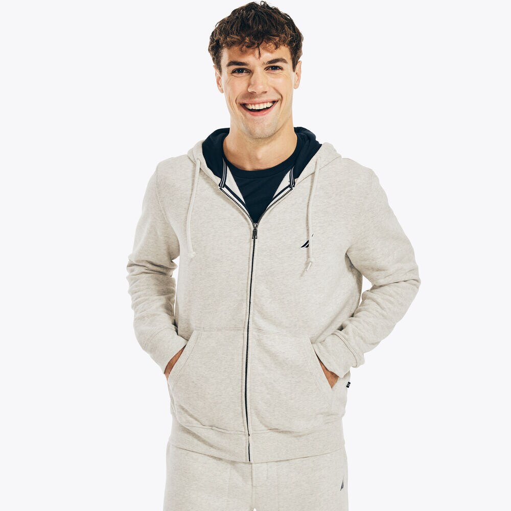 FLEECE FULL-ZIP HOODIE,Charcoal,large