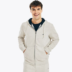 FLEECE FULL-ZIP HOODIE,Charcoal,large