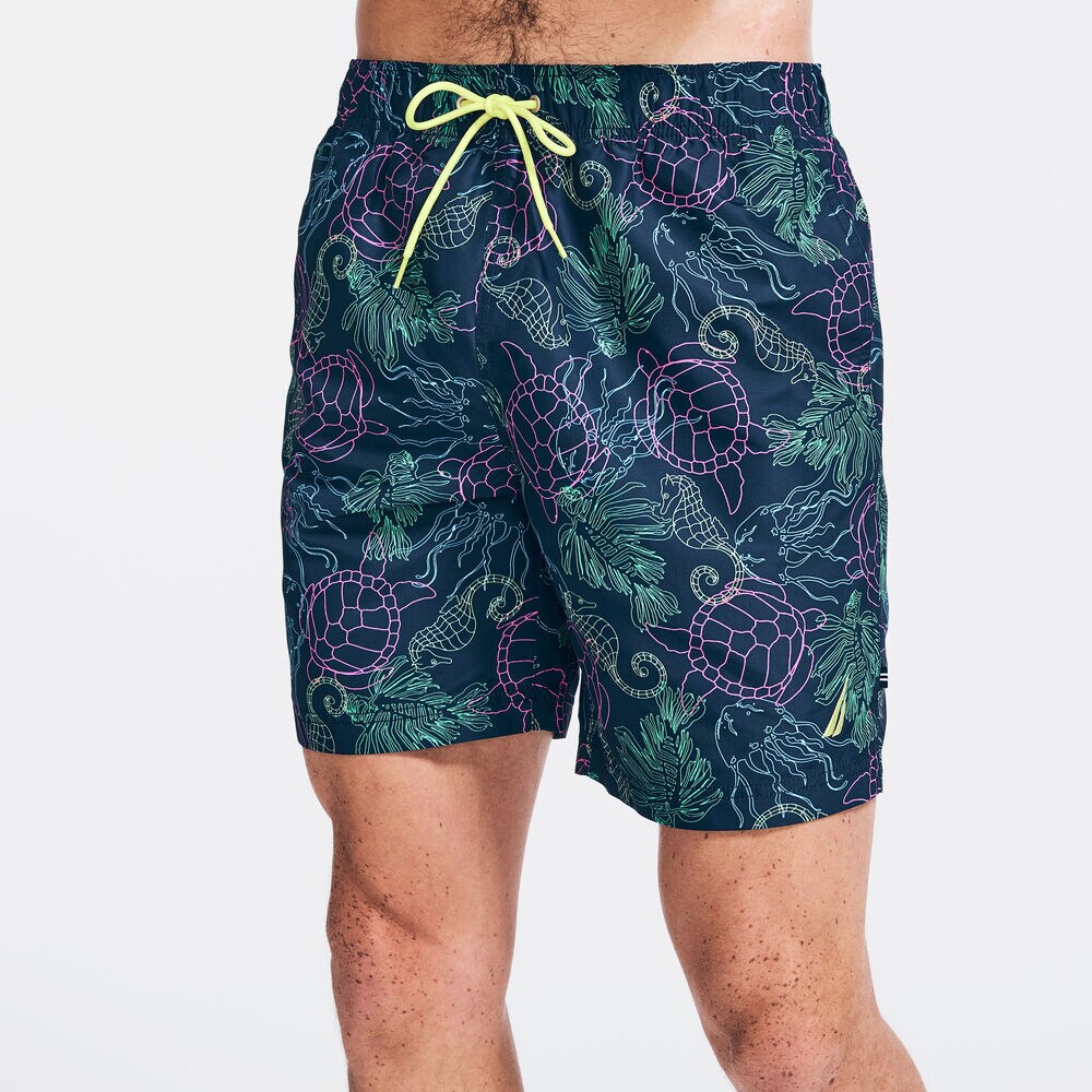 8" SUSTAINABLY CRAFTED SEA ANIMALS PRINT SWIM,Navy,large