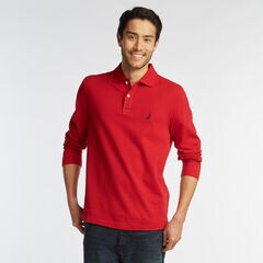 CLASSIC FIT LONG SLEEVE POLO,Nautica Red,large