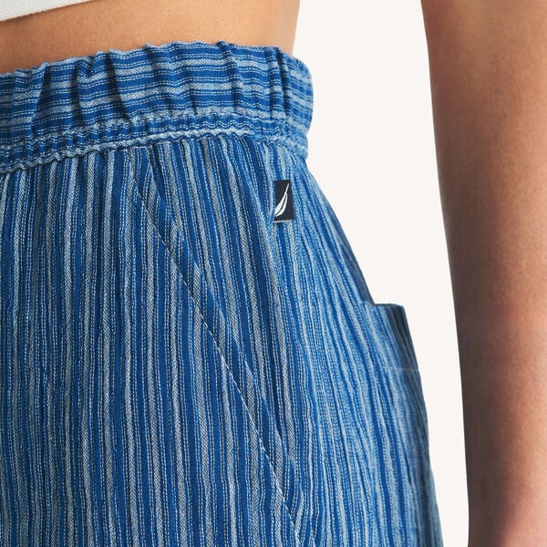 Striped Crinkle Pull-On Short