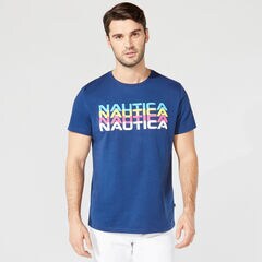 MULTIPLE LOGO GRAPHIC T-SHIRT,Estate Blue,large