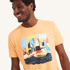 Sustainably Crafted Sailing & Supply Graphic T-Shirt,Fire Orange,large